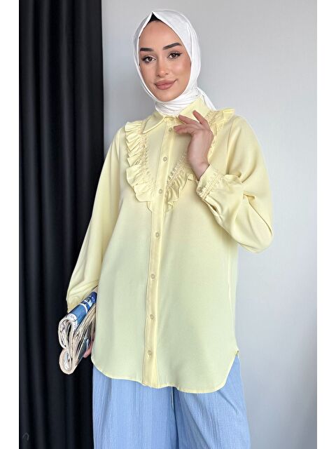 Julude Güpür Detaylı Fırfırlı Tesettür Gömlek - S000399595-20072