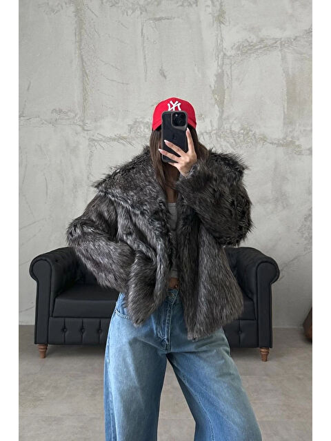 eka Kadın Siyah Pelüş Mont 1009-1043 - S000497818-19351