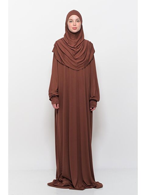 Altobeh Tek Parça Pamuklu Yarasa Kollu Tak Çıkar Başörtülü Organik Terletmez  Elbise - S000505130-26416