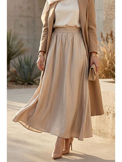 Julude Bel Lastikli Cepli Tesettür Etek