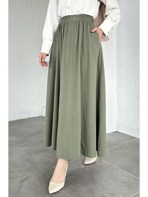 Julude Bel Lastikli Cepli Tesettür Etek