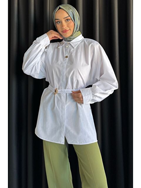Julude Bel Kuşaklı Tesettür Gömlek - S000399597-20063