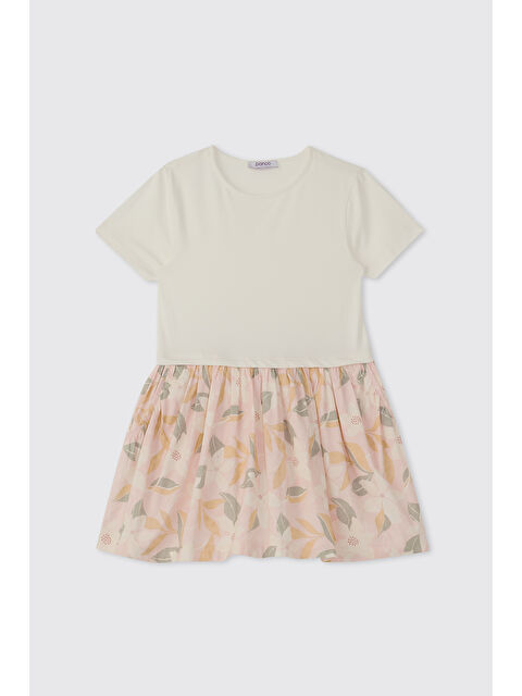 Panço Kız Çocuk Örme Ekru Elbise - S000526140-19965