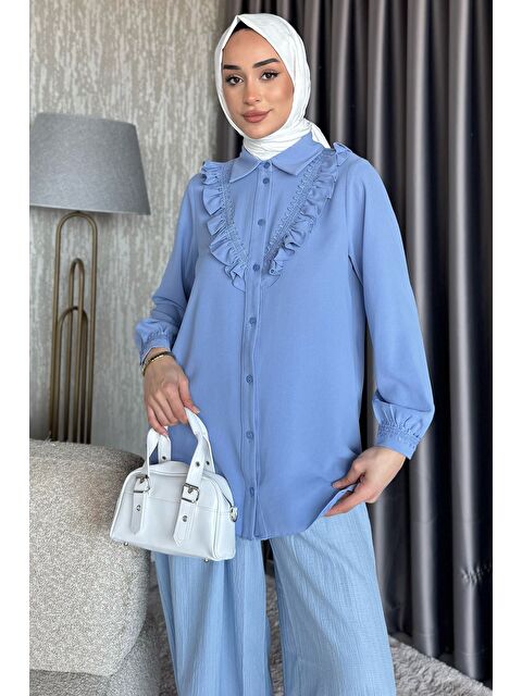 Julude Güpür Detaylı Fırfırlı Tesettür Gömlek - S000399595-23093