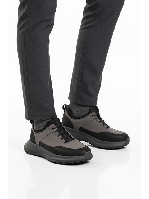 Ayakmod Füme Elastik Bağcıklı Hafif Cilt Erkek Casual Ayakkabı 460 M - S000494661-33408