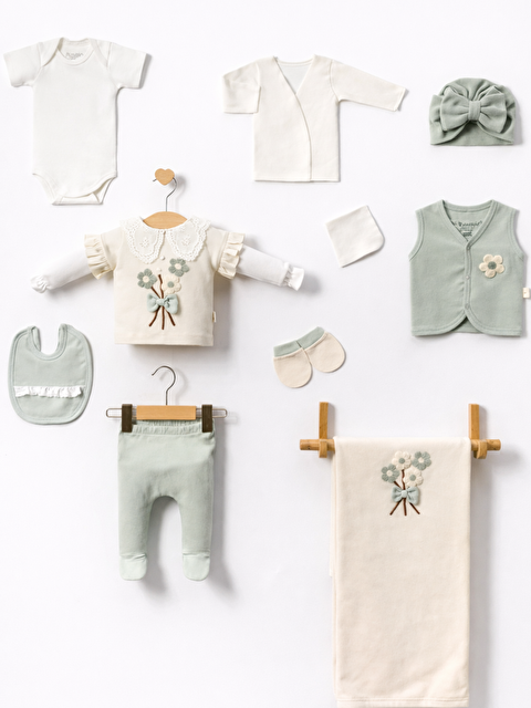 Verona Tarz Kız Bebek Kutulu Lüx 10lu 10 Parça Hastane Çıkış Seti Pamuklu Çiçekli - S000530706-29488