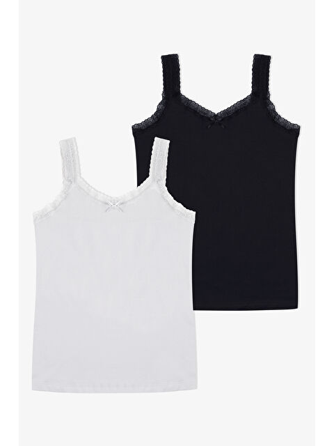 Koza İç Giyim Kadın Pamuklu 2’li Kol Yaka Dantelli Geniş Askılı Atlet - S000459254-37424