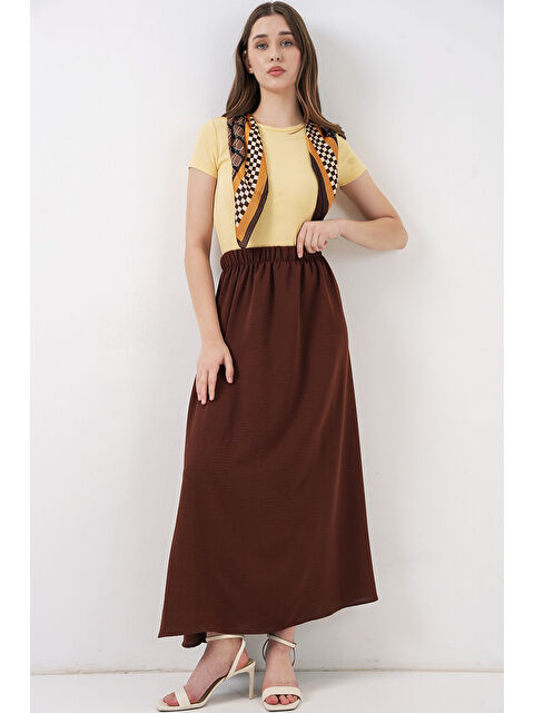 Bigdart Kadın Uzun Ayrobin Etek 8050 - Kahverengi - S000395934-19413