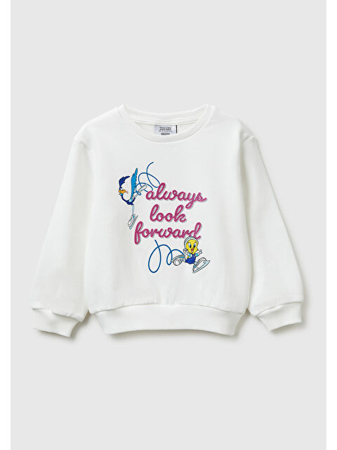 United Colors Of Benetton Kız Çocuk Looney Tunes Baskılı Bisiklet Yaka Sweatshirt - S000517358-23173