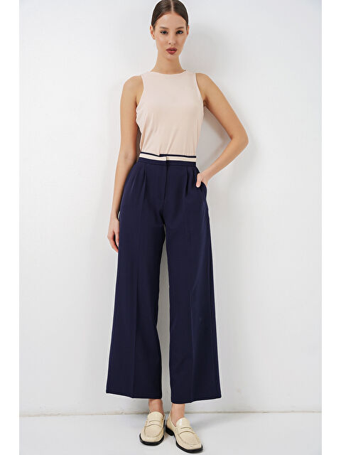 Bigdart Kadın Geniş Paça Kumaş Pantolon 30088 - Lacivert