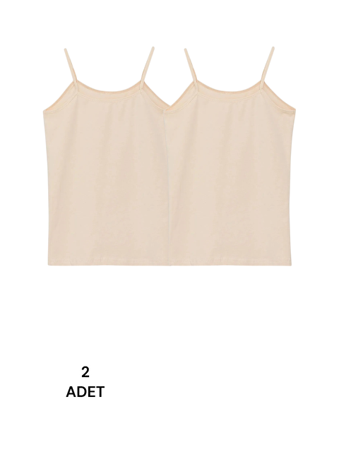 Güneş Bej U Yaka Düz Askılı Kadın Atlet 2'li - S000313339-19928
