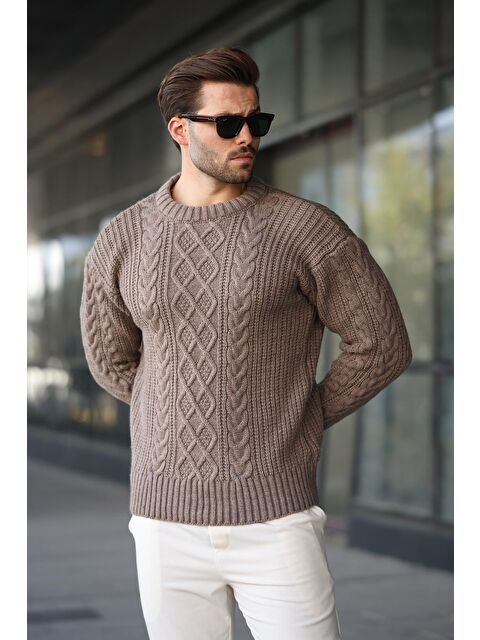 Madmext Vizon Örgü Desenli Triko Erkek Kazak E7425 - S000442766-26429