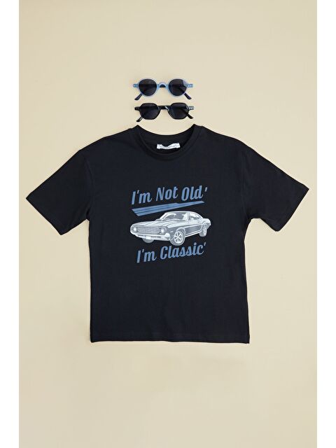 Fullamoda Araba Baskılı Bisiklet Yaka Erkek Çocuk Tişört