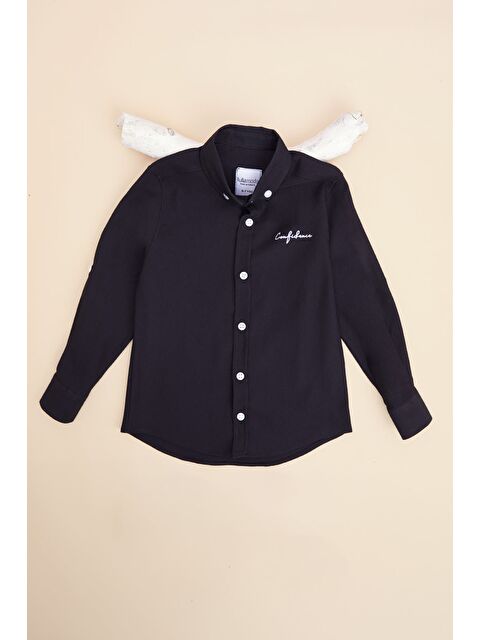 Fullamoda Yazı Baskılı Kolu Katlamalı Erkek Çocuk Gömlek