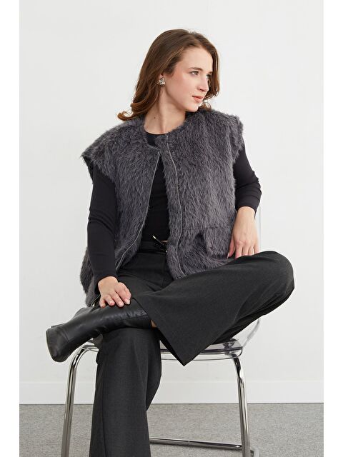 Fullamoda Cep Detaylı Bomber Pelüş Yelek - S000485988-29666