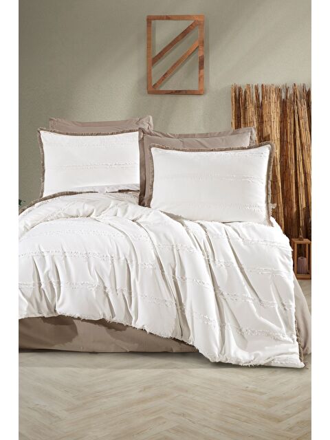 Nordqueen %100 Pamuk Çift Kişilik Püsküllü Nevresim Seti Bonami ekru - S000458527-19965