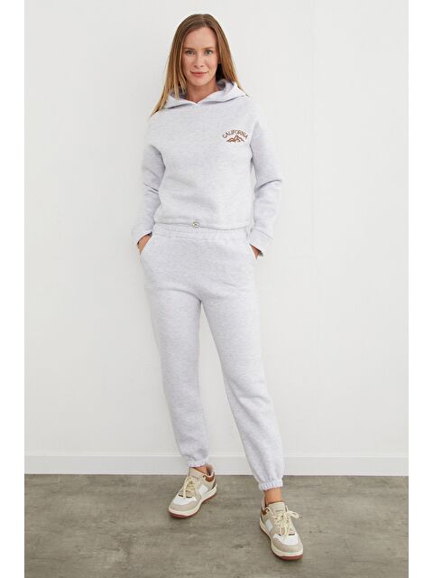Fullamoda 3 İplik California Nakışlı Kapüşonlu Jogger Takım - S000440198-74