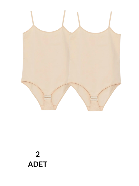 Güneş Bej Askılı Kadın Çıtçıtlı Body 2'Li - S000313347-19928