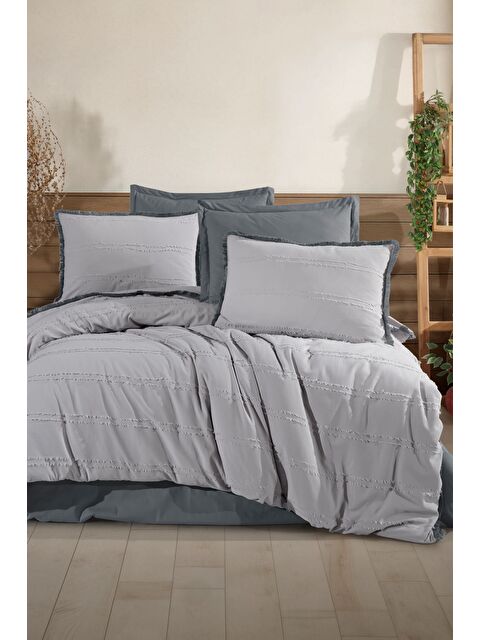 Nordqueen %100 Pamuk Çift Kişilik Püsküllü Nevresim Seti Bonami Gri - S000458527-20600