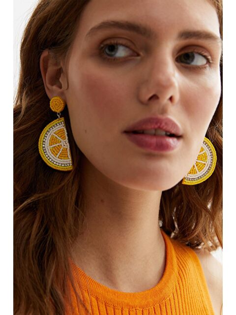 New Obsessions El Yapımı Boncuklu Limon Küpe - S000375910-20072