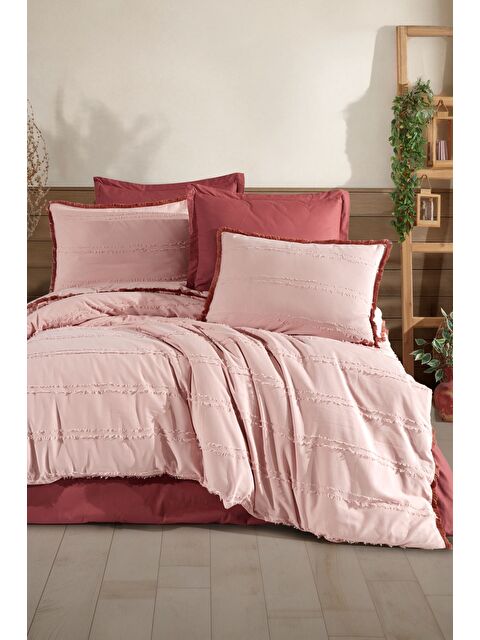 Nordqueen %100 Pamuk Çift Kişilik Püsküllü Nevresim Seti Bonami Pudra - S000458527-7152