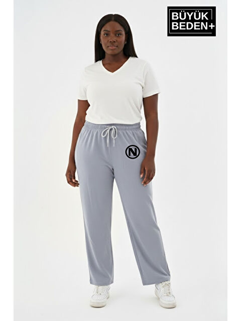 Süperlife Kadın Büyük Beden N Logo Baskılı Rahat Kesim Lastikli Bel Paça Reçme Eşofman Altı SPR26EAK952-4 - S000482439-20600