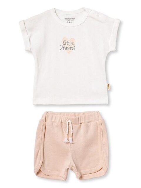 BabyCosy Organic  Bebek Kısa Kollu Tişört ve Pantolon Takımı, %100 Pamuk, Bebek ve Yenidoğan Serisi - CSYR4543