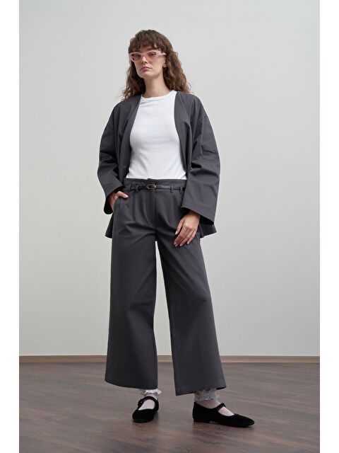 ALLDAY Antrasit-Kemerli Bol Paça Pantolon - S000501605-29666