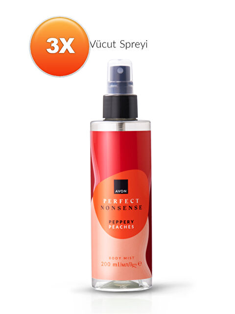 AVON Perfect Nonsense Peppery Peaches Vücut Spreyi 200ML Üçlü Set - S000412159-10231