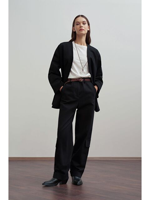 ALLDAY Siyah-Gabardin Kargo Pantolon - S000501606-19351