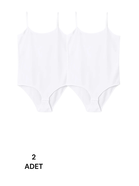 Güneş Beyaz Askılı Kadın Çıtçıtlı Body 2'Li - S000313349-21165