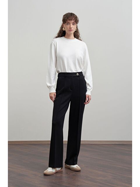 ALLDAY Siyah-Yumuşak Dokulu Palazzo Pantolon - S000501607-19351