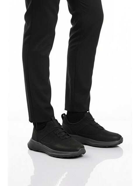 Ayakmod Siyah Elastik Bağcıklı Hafif Cilt Erkek Casual Ayakkabı 460 M - S000494661-19351