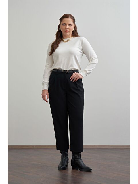 ALLDAY Siyah-Pensli Rahat Viscon Pantolon - S000501608-19351