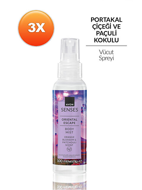AVON Senses Oriental Escape Portakal Çiçeği ve Paçuli Kokulu Vücut Spreyi 100ML Üçlü Set - S000412160-10231