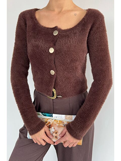 Gülseli Şardonlu Kadın Crop Top Triko Hırka (s,m,l,xl Uyumludur) - S000445297-19413