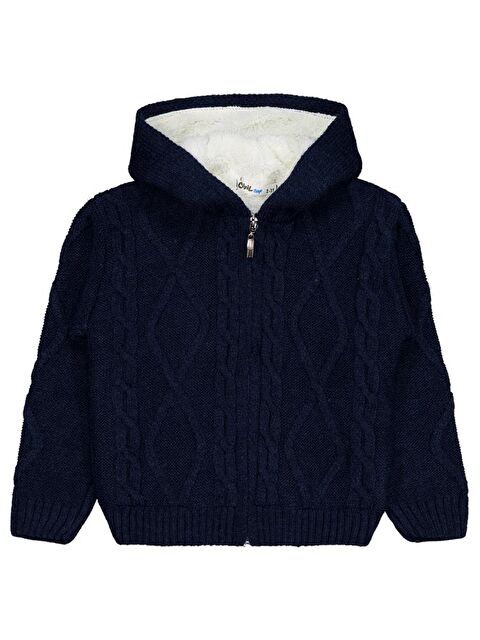 Civil Boys Saç Örgülü İçi Polarlı Kapüşonlu 2-5 Yaş Hırka - Lacivert 2-3 Yaş - S000484478-21164
