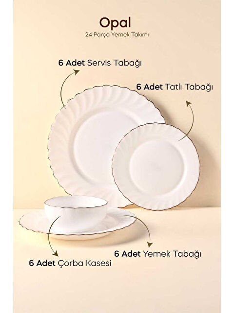 Perotti Waves Opal 24 Parça 6 Kişilik Yaldızlı Yemek Takımı - S000373165-20063