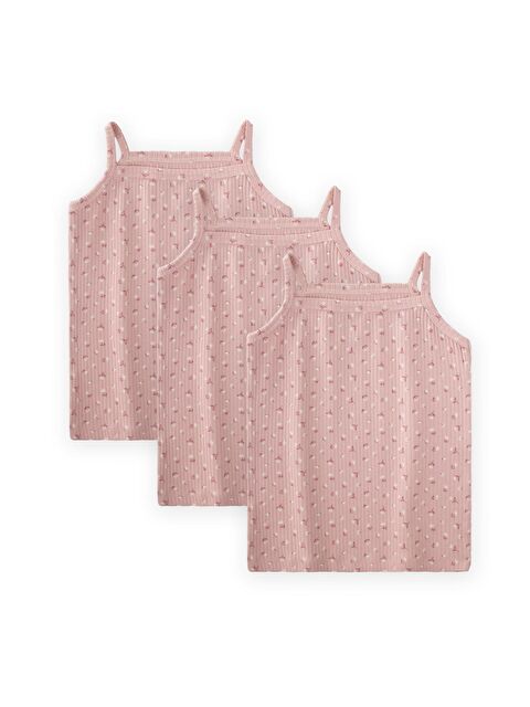 CİGİT İp Askılı Kız Atlet Üçlü Pudra Çiçek Desenli - S000413652-19965