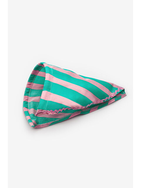 Le Mabelle Mint Çizgi Desenli Kız Çocuk Üçgen Fular Bandana Taç - S000513708-1180