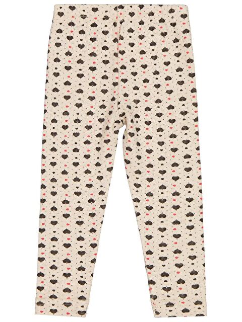 Civil Girls Kalp Desenli 2-5 Yaş Tayt - Ekru 4-5 Yaş - S000471766-19965