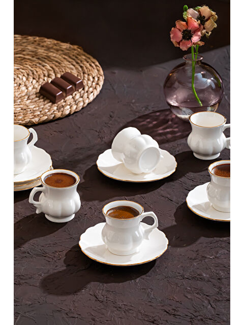 Perotti 4311 Emery 12 Parça 6 Kişilik Altın Yaldızlı Porselen Türk Kahve Fincan Takımı 100 Ml - S000373170-20063