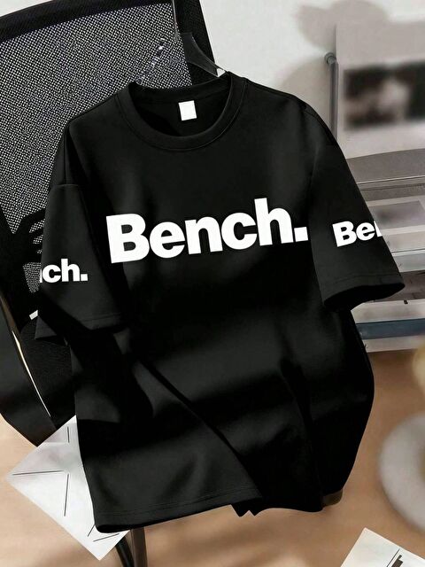 Trendseninle Siyah Bench Baskılı Regular Tişört - S000497838-19351