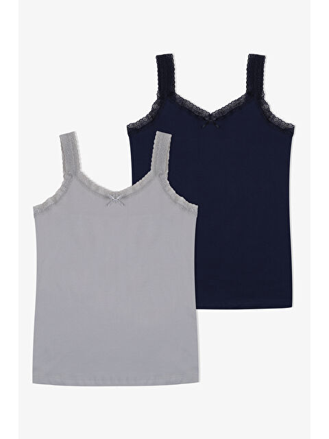 Koza İç Giyim Kadın Pamuklu 2’li Kol Yaka Dantelli Geniş Askılı Atlet - S000459254-37346