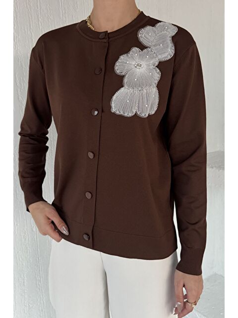 Gülseli Kadın Tül İşlemeli Triko Hırka (s-m-l-xl Uyumludur) - S000445245-19413