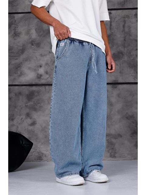 Oksit Jackson Unisex Oversize Beli İpli ve Lastikli Denim Jean Pantolon - Baggy Jean - S000503241-17234