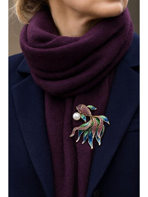 New Obsessions Beta Balığı kristal Taşlı Yaka İğnesi Broş - S000487508-20076