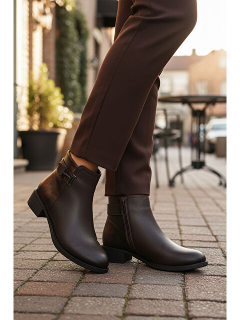 Ayakmod Kahve Zümrüt Fermuarlı Kürklü Kaymaz Kadın Bot 547820 Z - S000458276-19291