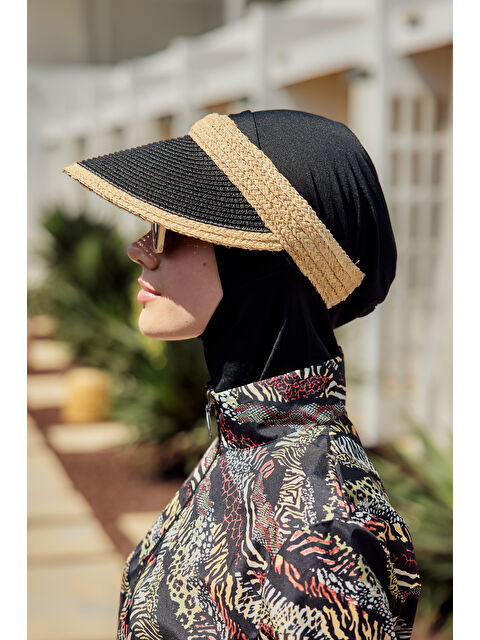 Remsa Mayo Vizör Hasır Şapka Güneş Koruyucu Siperlik RŞ-2105 Siyah Bej - S000504047-19351