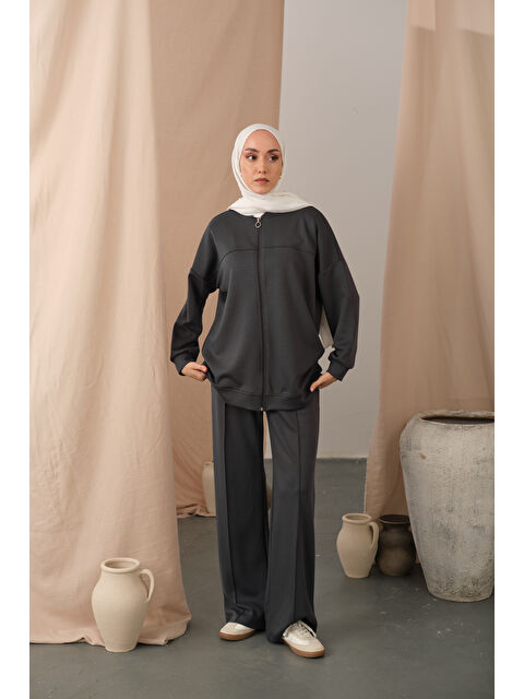 Locco Moda Kadın Çıma Detay İkili Takım Antrasit - S000444445-29666